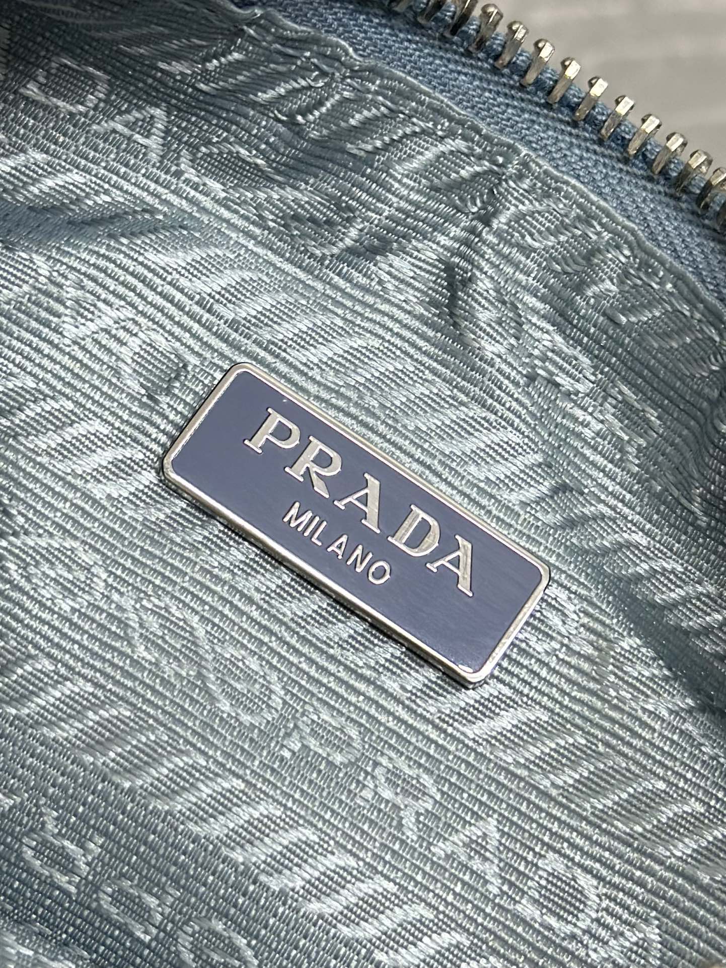 PRADA 26S SHOULDER BAG 23 IN LIGHT BLUE FABRIC