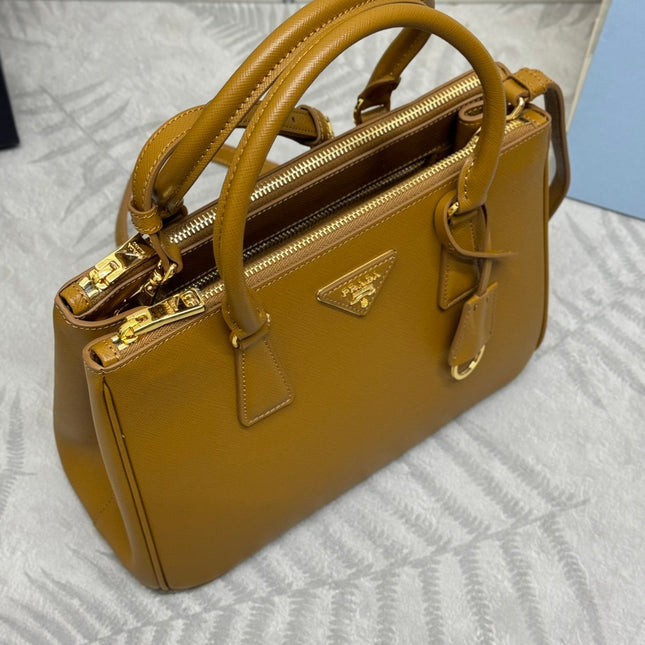 PRADA 26S HANDBAG 28 IN BROWN SAFFIANO