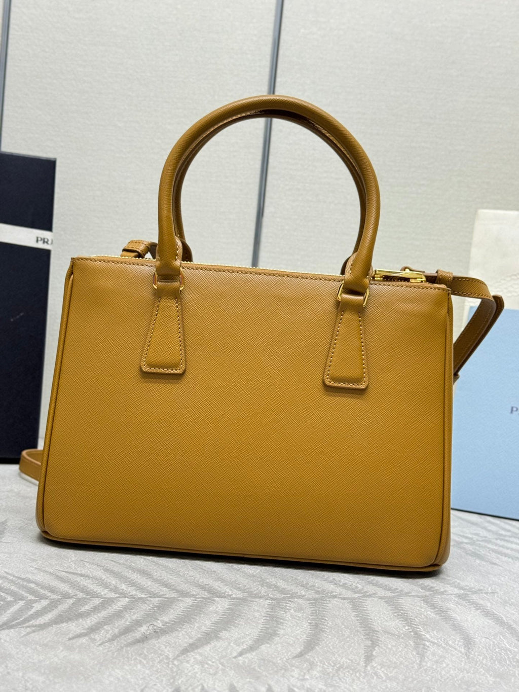 PRADA 26S HANDBAG 28 IN BROWN SAFFIANO