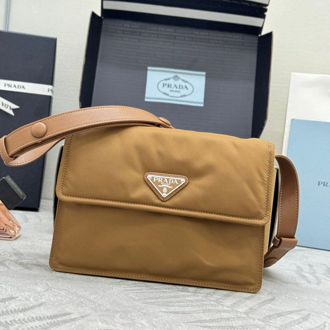 PRADA 26S CROSSBODY BAG 16 IN CAMEL RE-NYLON