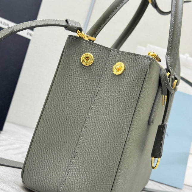 PRADA 26S GALLERIA 28 BAG IN SAGE GREEN SAFFIANO