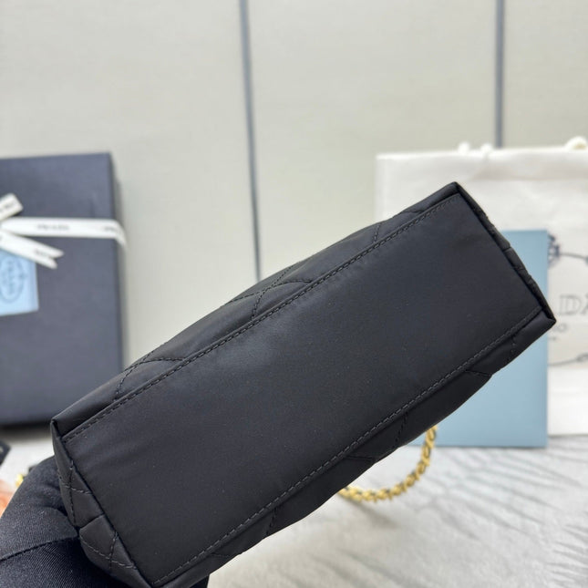 PRADA 25S CROSSBODY BAG 21 IN BLACK NYLON GOLD HARDWARE