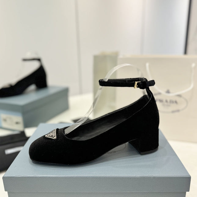 PRA NAPPA MARY JANE PUMPS BLACK SATIN