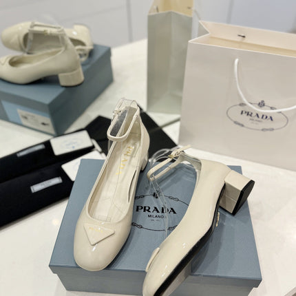 PRA NAPPA MARY JANE PUMPS CREAMY WHITE LAMBSKIN