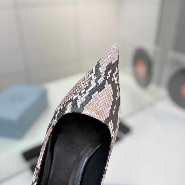 PRADA 26S PUMPS 55MM IN PINK SNAKE PRINT CALFSKIN