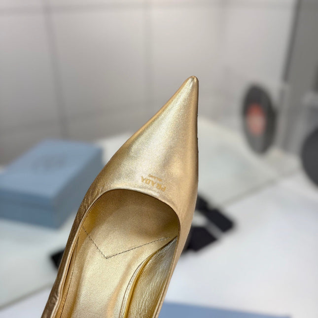 PRADA 26S PUMPS 55MM IN GOLD CALFSKIN