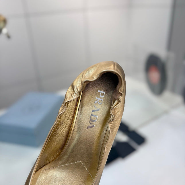 PRADA 26S PUMPS 55MM IN GOLD CALFSKIN