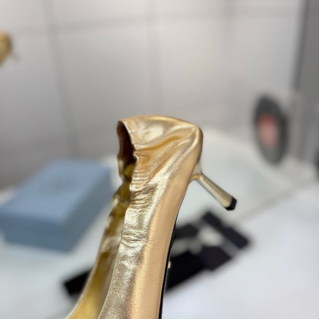 PRADA 26S PUMPS 55MM IN GOLD CALFSKIN