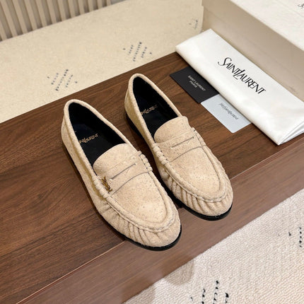 YSL 26S LOAFERS IN BEIGE SUEDE