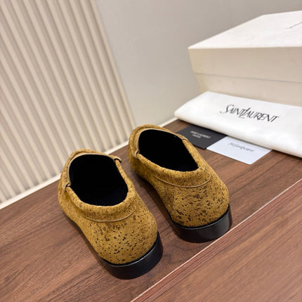 YSL 26S LOAFERS IN MUSTARD YELLOW SUEDE