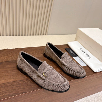 YSL 26S LOAFERS IN GREYISH BROWN SUEDE