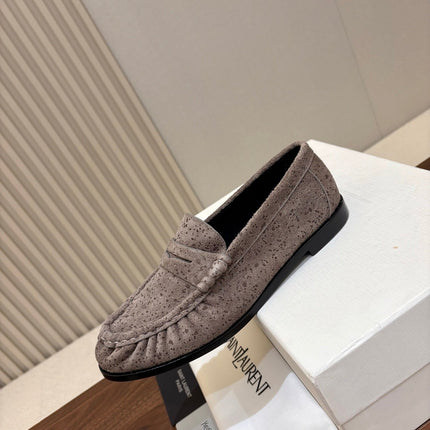 YSL 26S LOAFERS IN GREYISH BROWN SUEDE