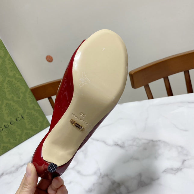 GUCCI 26S HORSEBIT HIGH-HEELED SANDALS 80 MM IN DARK RED GLOSSY CALFSKIN