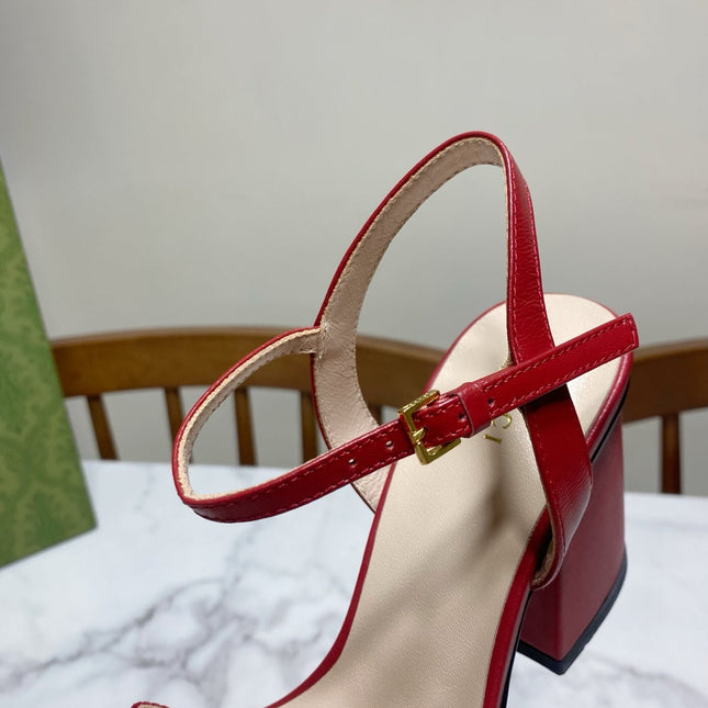 GUCCI 26S HEELED SANDALS 70 MM IN RED CALFSKIN