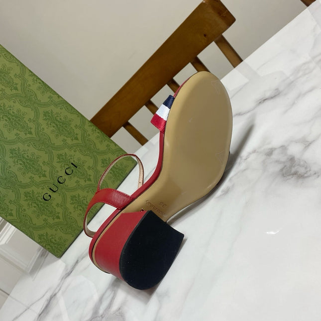 GUCCI 26S HEELED SANDALS 70 MM IN RED CALFSKIN