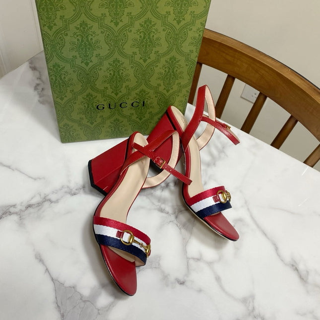 GUCCI 26S HEELED SANDALS 70 MM IN RED CALFSKIN