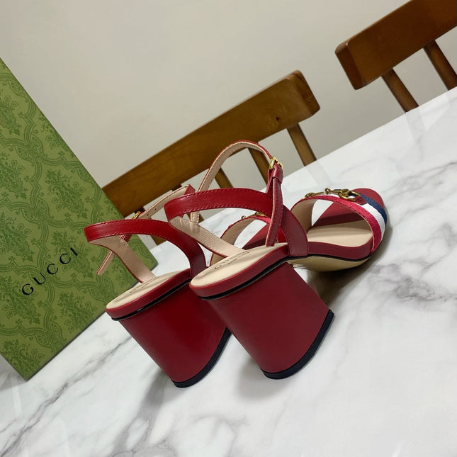 GUCCI 26S HEELED SANDALS 70 MM IN RED CALFSKIN