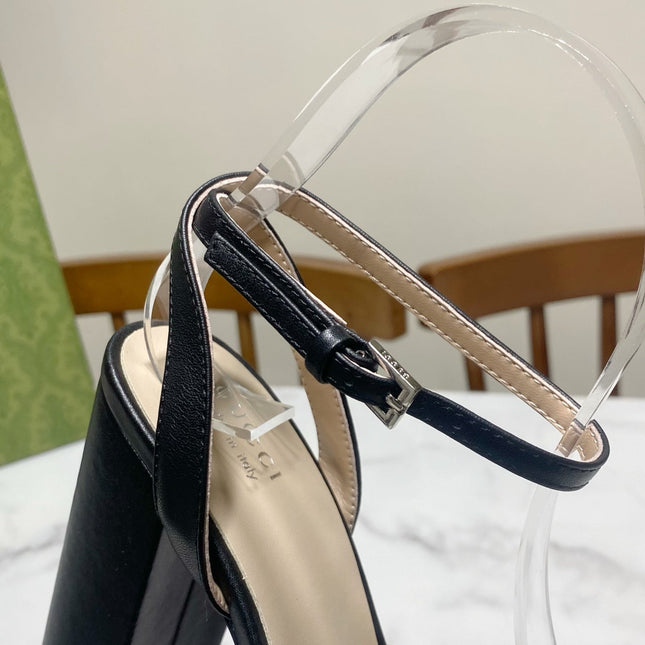GUCCI 26S HIGH-HEELED SANDALS 105 MM IN BLACK CALFSKIN
