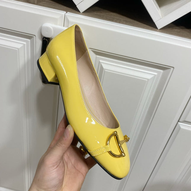 GUCCI 26S HORSEBIT BALLET FLATS IN YELLOW CALFSKIN