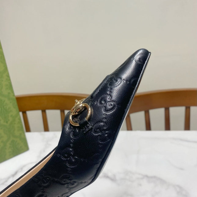 GUCCI 26S HIGH-HEELED SHOES 45 MM IN BLACK LAMBSKIN