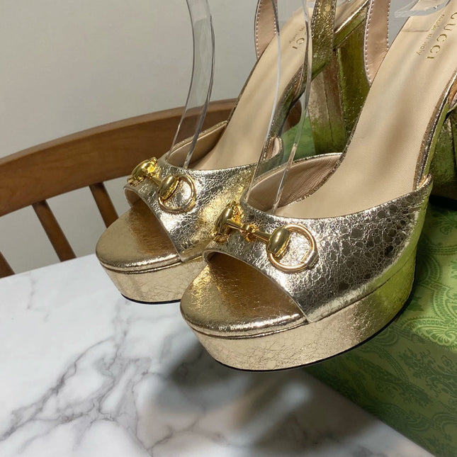 GUCCI 26S HIGH-HEELED SANDALS 105 MM IN LIGHT GOLD CALFSKIN