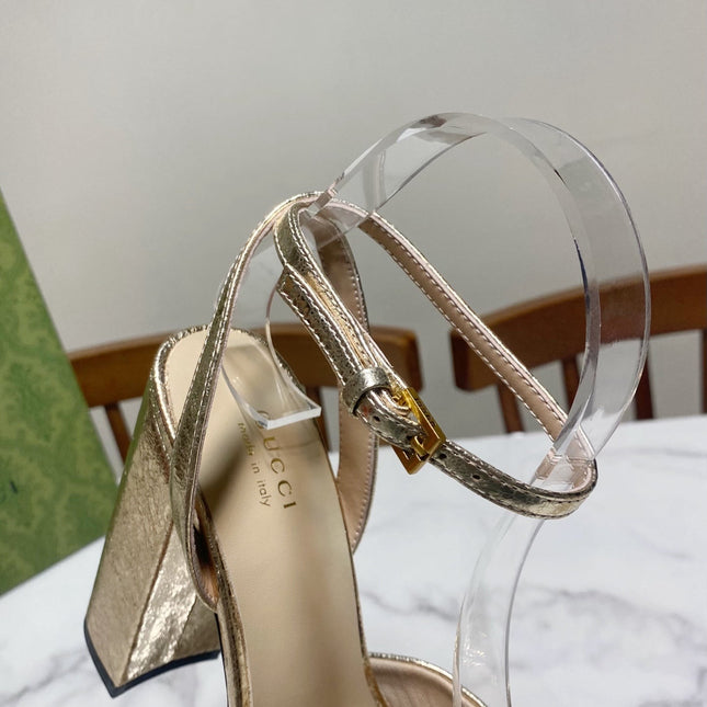 GUCCI 26S HIGH-HEELED SANDALS 105 MM IN LIGHT GOLD CALFSKIN