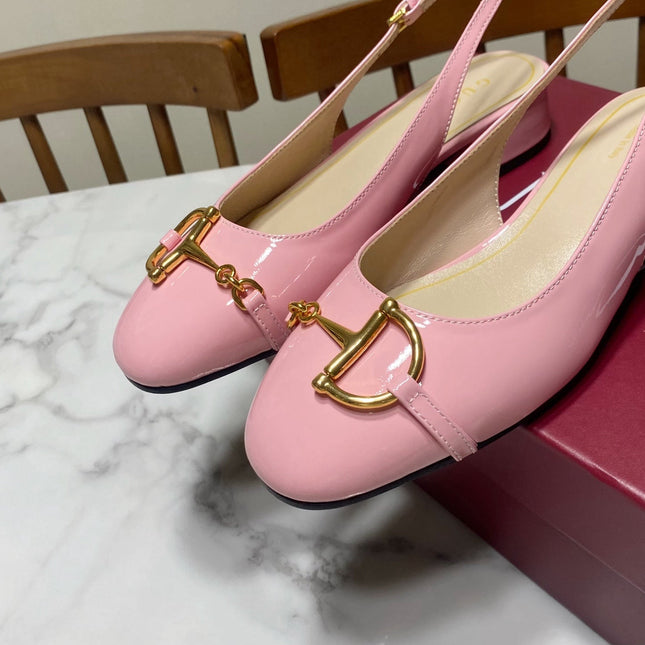 GUCCI 26S SLINGBACK FLATS IN PINK CALFSKIN