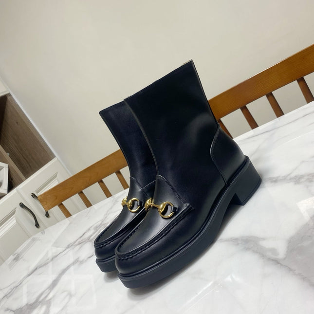GUCCI 26S HORSEBIT BOOTS 40 MM IN BLACK CALFSKIN