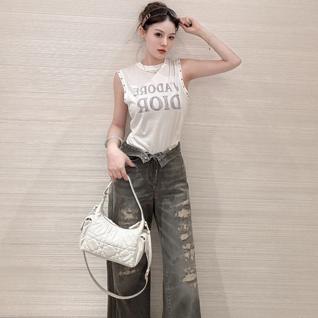 DIOR 25S RIPPED WIDE-LEG PANTS 706