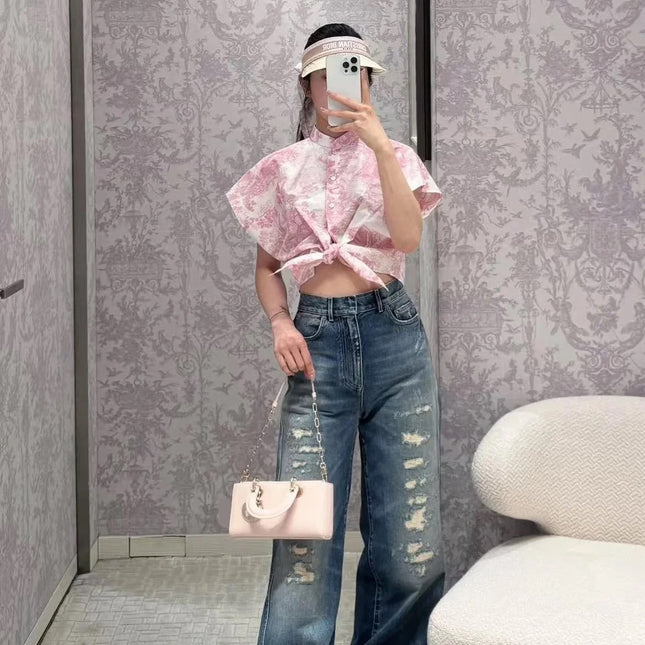 DIOR 25S RIPPED WIDE-LEG PANTS 705