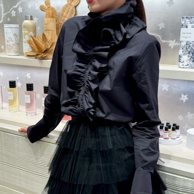 DIOR 25S PLEATED LACE SHIRT 703