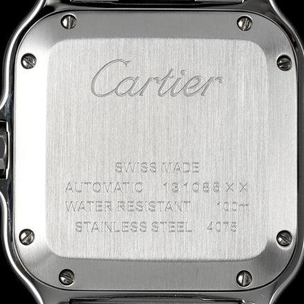 SANTOS MEDIUM MODEL DE CARTIER WATCH SILVER CASE WITH NAVY BLUE DIAL
