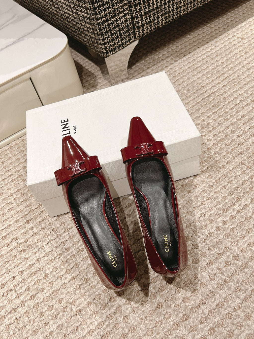 TRIOMPHE HIGH PUMP 5 CM IN RUBY RED PATENT CALFSKIN
