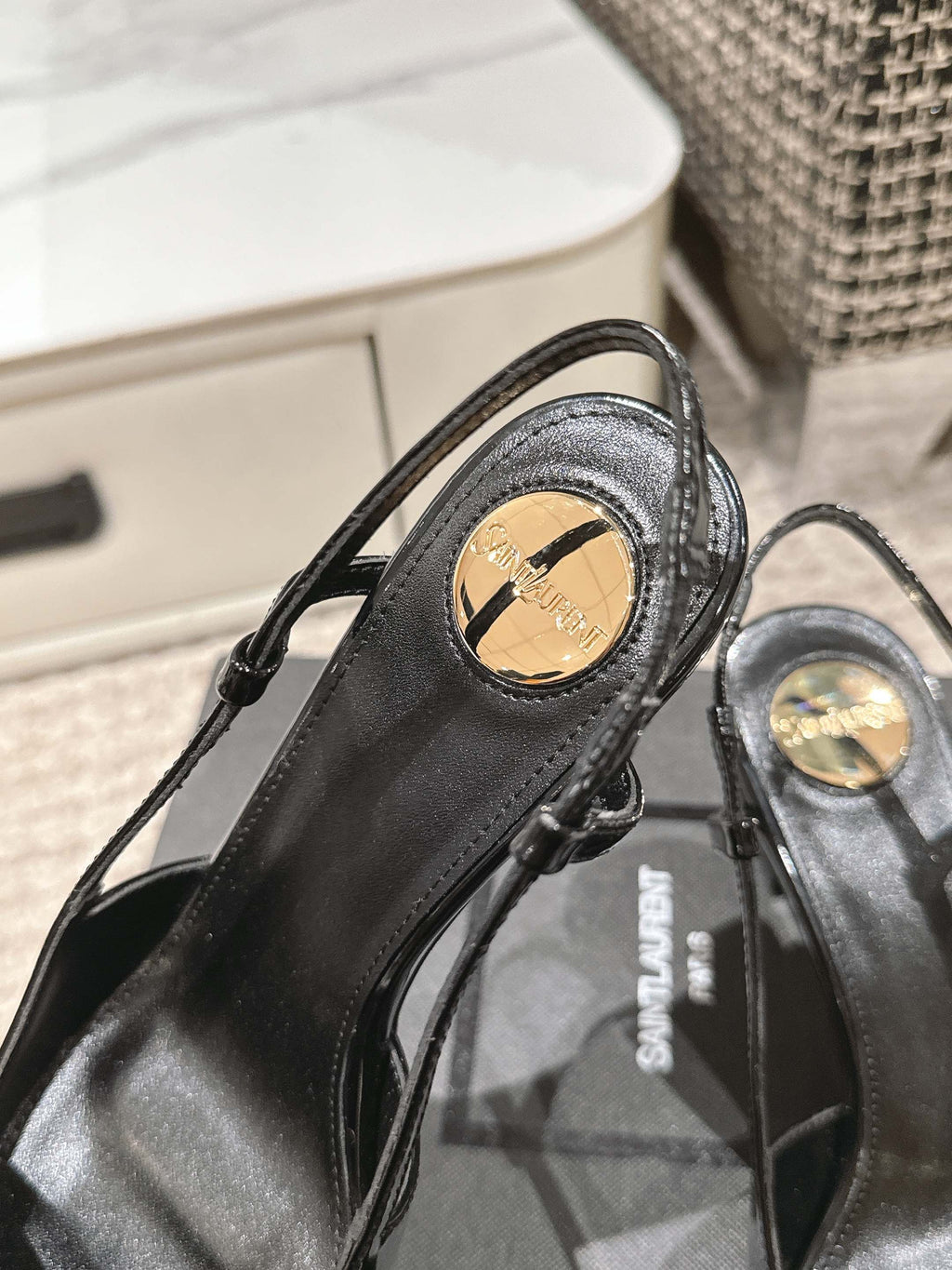 HIGH HEEL 7 CM SLINGBACK IN BLACK PATENT CALFSKIN