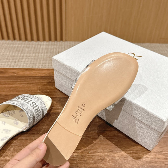 DIOR 26S SLIDE SANDALS IN GREY BUTTERFLY PRINT LOGO