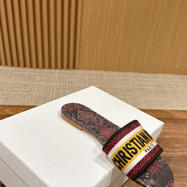 DIOR 26S SLIDE SANDALS IN MULTICOLOR TOILE PRINT LOGO