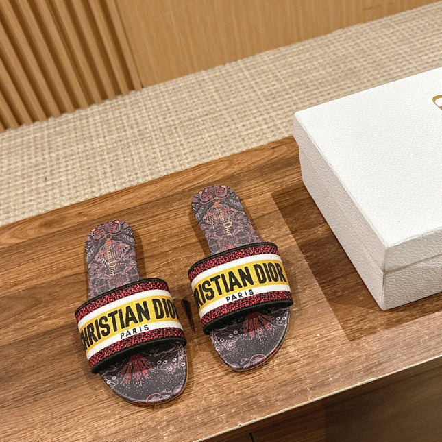 DIOR 26S SLIDE SANDALS IN MULTICOLOR TOILE PRINT LOGO