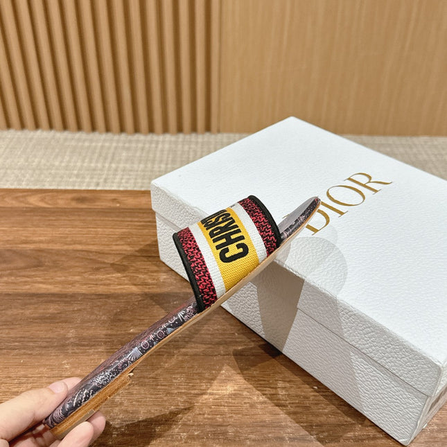 DIOR 26S SLIDE SANDALS IN MULTICOLOR TOILE PRINT LOGO