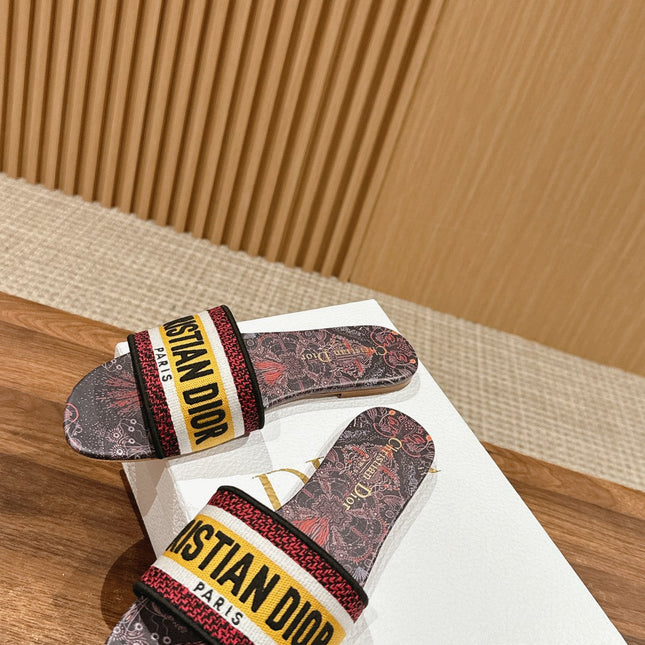 DIOR 26S SLIDE SANDALS IN MULTICOLOR TOILE PRINT LOGO