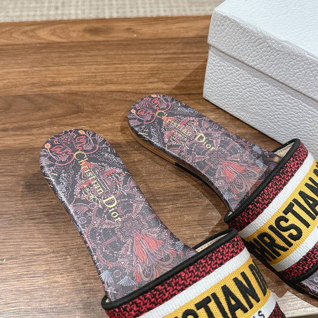DIOR 26S SLIDE SANDALS IN MULTICOLOR TOILE PRINT LOGO