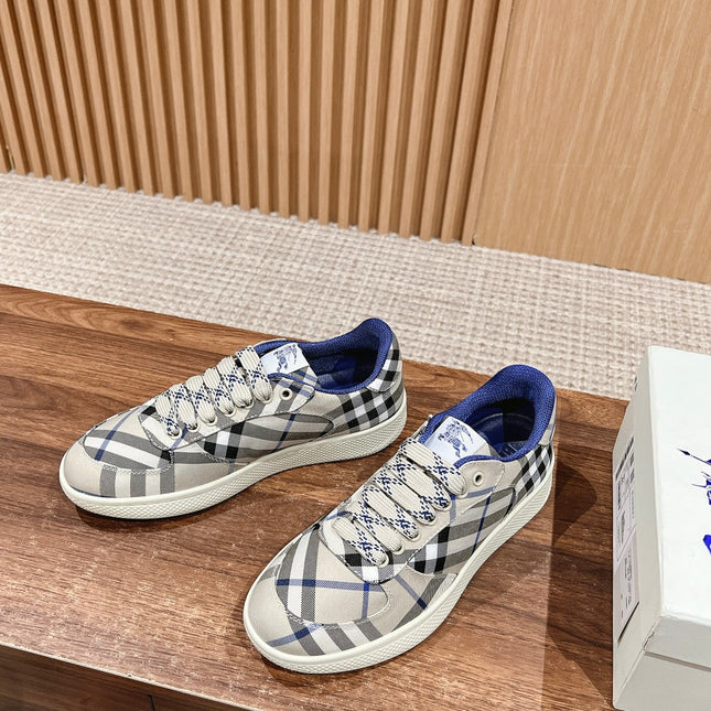 BURBERRY 26S SNEAKERS IN LIGHT CREAM CANVAS PLAID