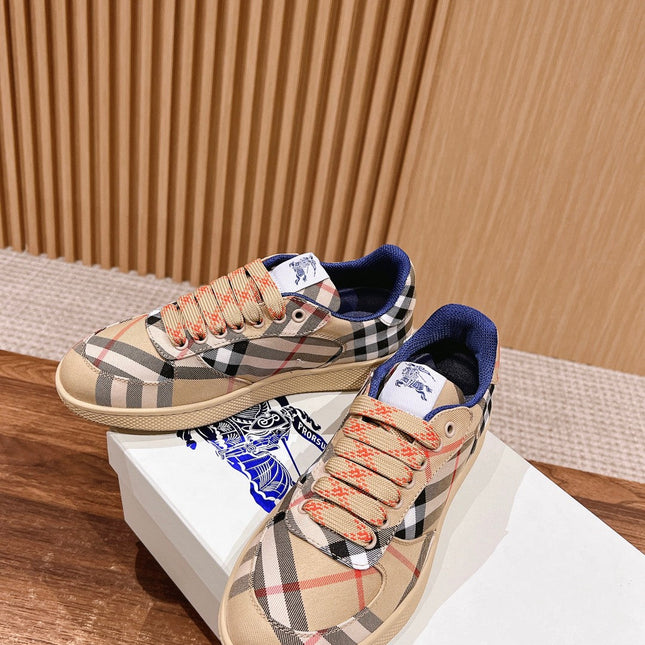 BURBERRY 26S SNEAKERS IN BEIGE FABRIC PLAID