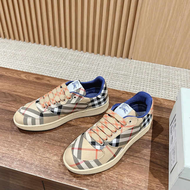 BURBERRY 26S SNEAKERS IN BEIGE FABRIC PLAID