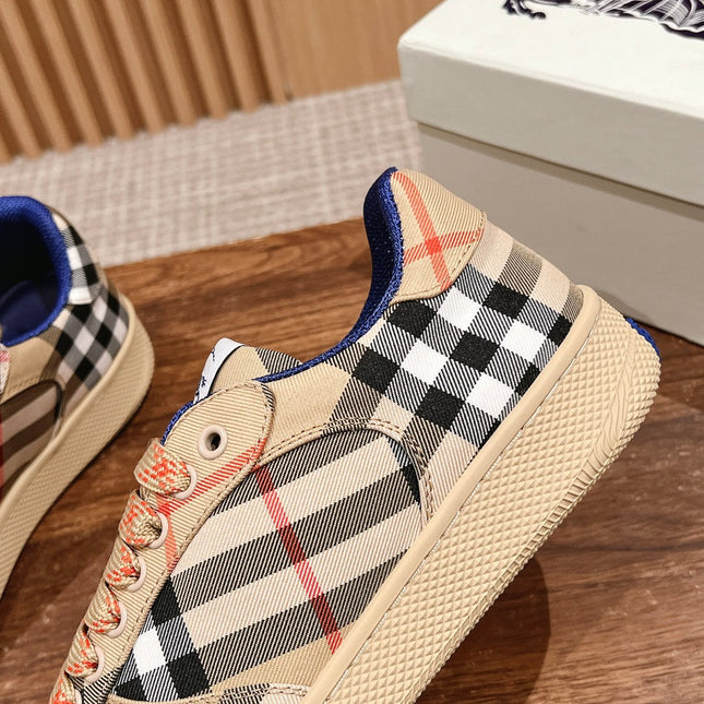 BURBERRY 26S SNEAKERS IN BEIGE FABRIC PLAID