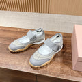 BALLET SHOES IN GRAY LAMBSKIN AND FABRIC ANTI-SLIP RUBBER SOLE