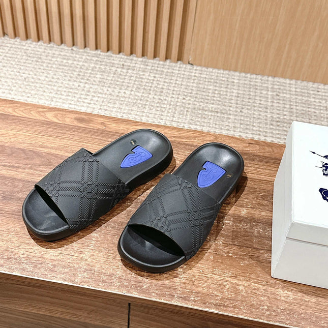 BURBERRY 26S SLIDE SANDALS IN BLACK CALFSKIN