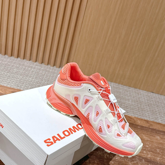 ALO 25S SALOMON XT WHISPER IN ORANGE MESH FABRIC AND WHITE LAMBSKIN