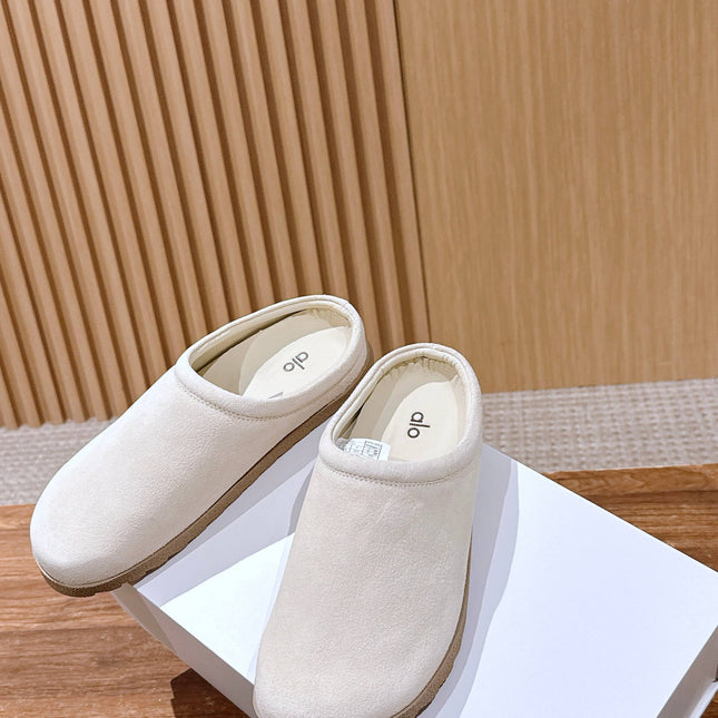 ALO 25S MULE IN CREAM WHITE SUEDE