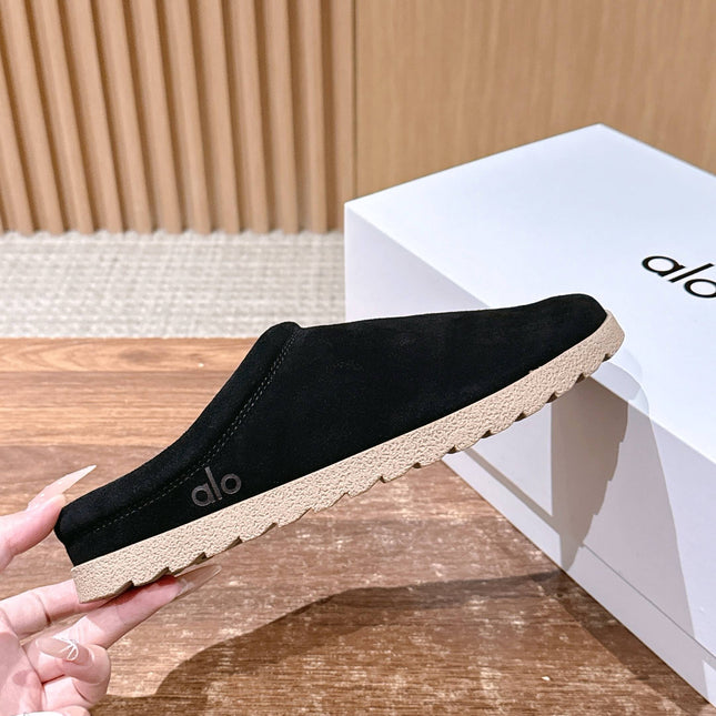ALO 25S MULE IN BLACK SUEDE