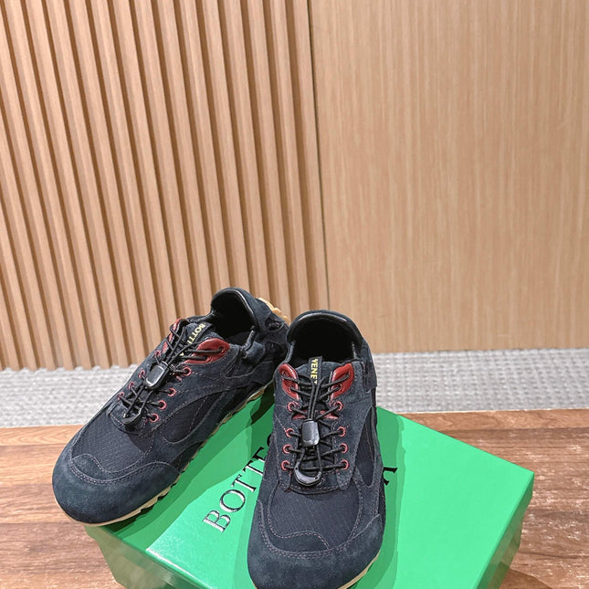 BOTTEGA VENETA 26S SNEAKERS IN DARK BLUE GREY SUEDE AND MESH FABRIC